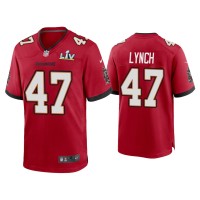 Men Tampa Bay Buccaneers #47 John Lynch Super Bowl LV Red Game Jersey Men Tampa Bay Buccaneers #47 John Lynch Super Bowl LV Red Game Jersey