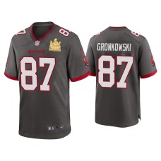 Men Tampa Bay Buccaneers #87 Rob Gronkowski Super Bowl LV Champions Pewter Game Jersey Men Tampa Bay Buccaneers #87 Rob Gronkowski Super Bowl LV Champions Pewter Game Jersey