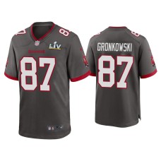 Men Tampa Bay Buccaneers #87 Rob Gronkowski Super Bowl LV Pewter Game Jersey Men Tampa Bay Buccaneers #87 Rob Gronkowski Super Bowl LV Pewter Game Jersey