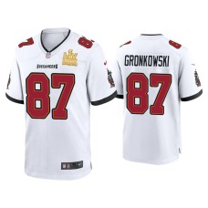 Men Tampa Bay Buccaneers #87 Rob Gronkowski Super Bowl LV Champions White Game Jersey Men Tampa Bay Buccaneers #87 Rob Gronkowski Super Bowl LV Champions White Game Jersey