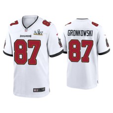Men Tampa Bay Buccaneers #87 Rob Gronkowski Super Bowl LV White Game Jersey Men Tampa Bay Buccaneers #87 Rob Gronkowski Super Bowl LV White Game Jersey