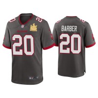 Men Tampa Bay Buccaneers #20 Ronde Barber Super Bowl LV Champions Pewter Game Jersey