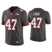 Men Tampa Bay Buccaneers #47 John Lynch Super Bowl LV Pewter Vapor Limited Jersey Men Tampa Bay Buccaneers #47 John Lynch Super Bowl LV Pewter Vapor Limited Jersey