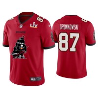 Men Tampa Bay Buccaneers #87 Rob Gronkowski Super Bowl LV Champions Red Team Logo Jersey Men Tampa Bay Buccaneers #87 Rob Gronkowski Super Bowl LV Champions Red Team Logo Jersey