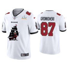 Men Tampa Bay Buccaneers #87 Rob Gronkowski Super Bowl LV Champions White Team Logo Jersey Men Tampa Bay Buccaneers #87 Rob Gronkowski Super Bowl LV Champions White Team Logo Jersey