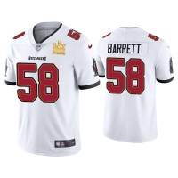 Men Tampa Bay Buccaneers #58 Shaquil Barrett Super Bowl LV Champions White Vapor Limited Jersey Men Tampa Bay Buccaneers #58 Shaquil Barrett Super Bowl LV Champions White Vapor Limited Jersey