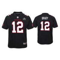 Youth Tampa Bay Buccaneers #12 Tom Brady Super Bowl LV Black Game Fashion Jersey Youth Tampa Bay Buccaneers #12 Tom Brady Super Bowl LV Black Game Fashion Jersey
